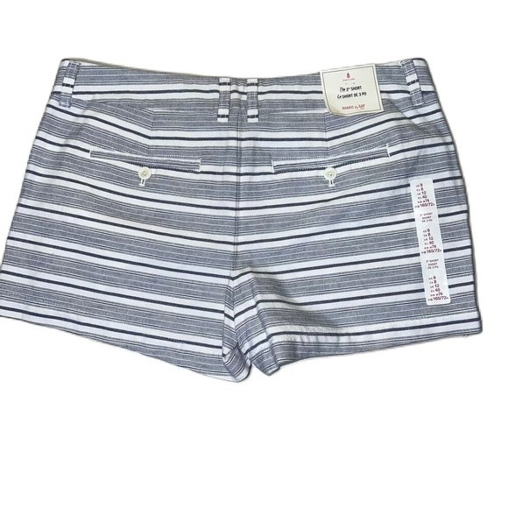 Khakis by Gap Sz 8 Women's The 3" Short Blue White Striped Shorts 4 Pockets New